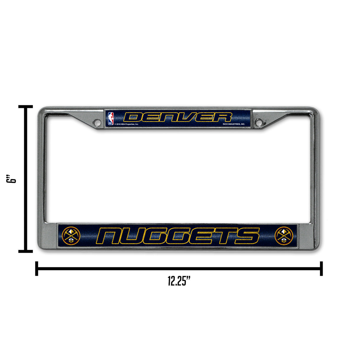 NBA Denver Nuggets Chrome Glitter License Plate Frame Fan Gear NBA Denver Nuggets