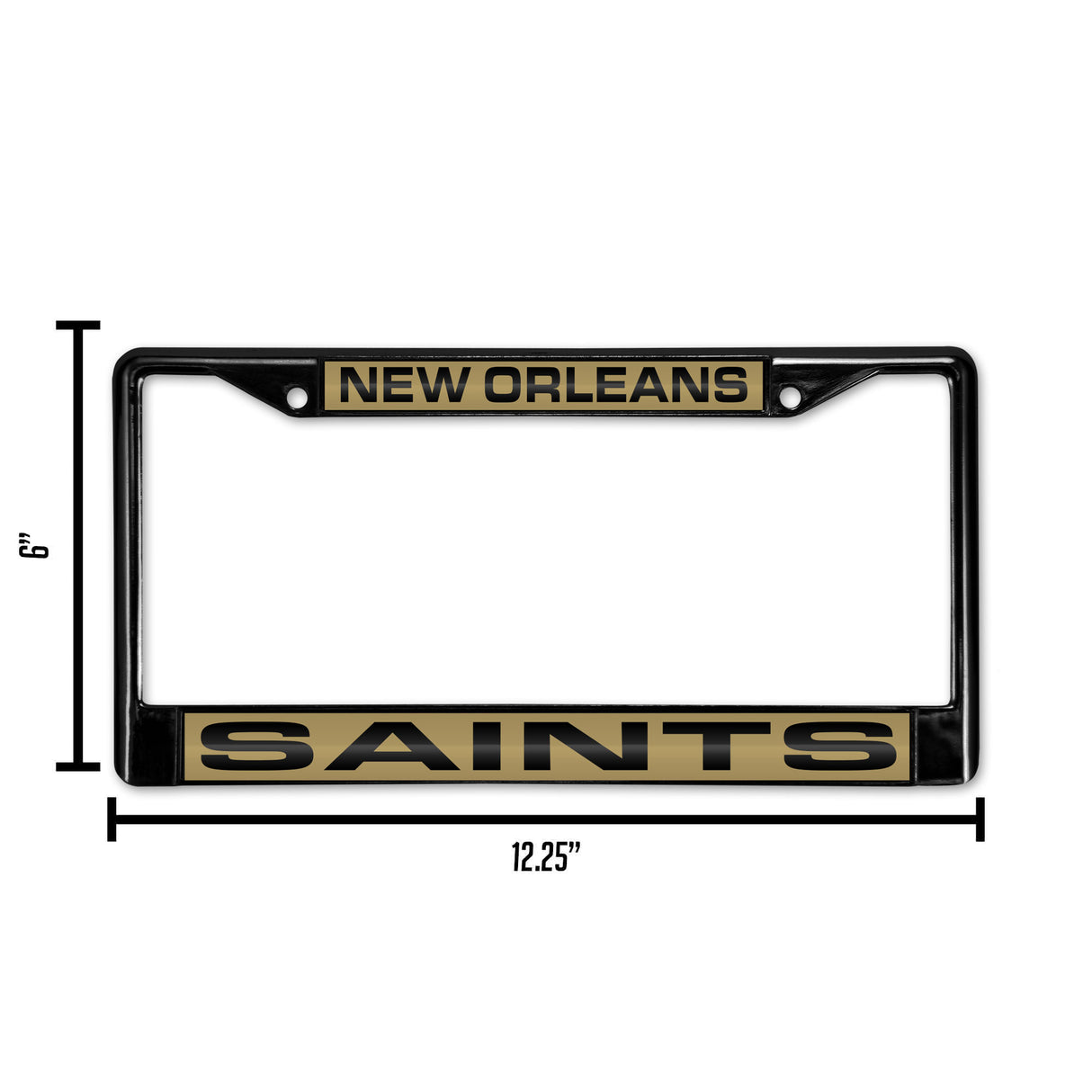 NFL New Orleans Saints Laser Cut Black Chrome License Plate Frame Fan Gear NFL New Orleans Saints