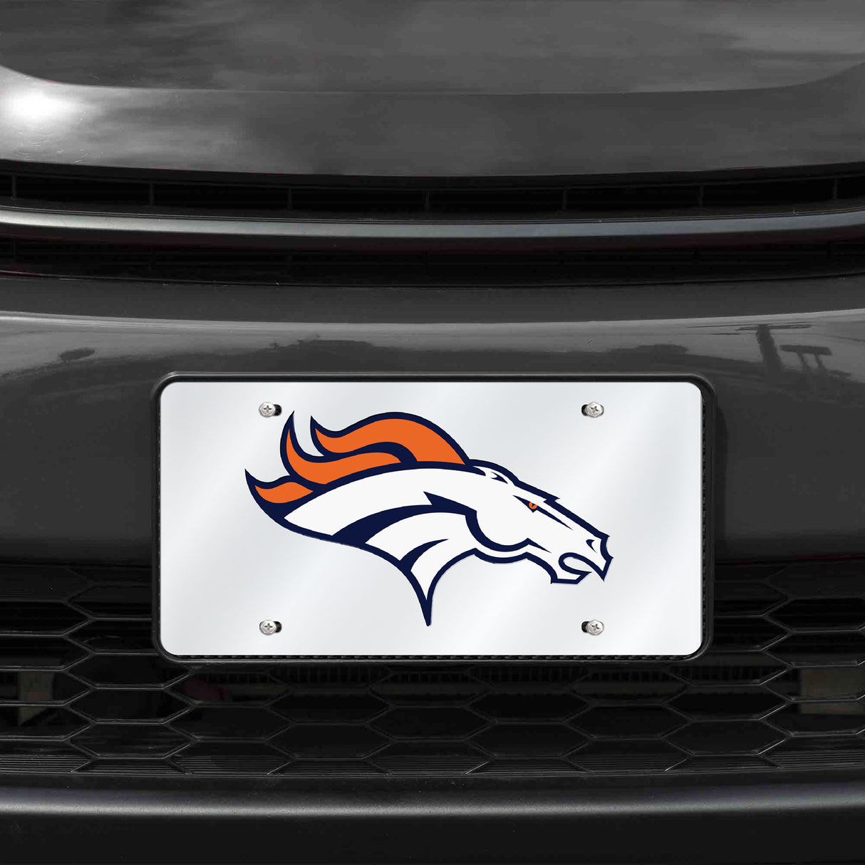 NFL Denver Broncos Laser Cut Silver License Plate Tag Fan Gear NFL Denver Broncos