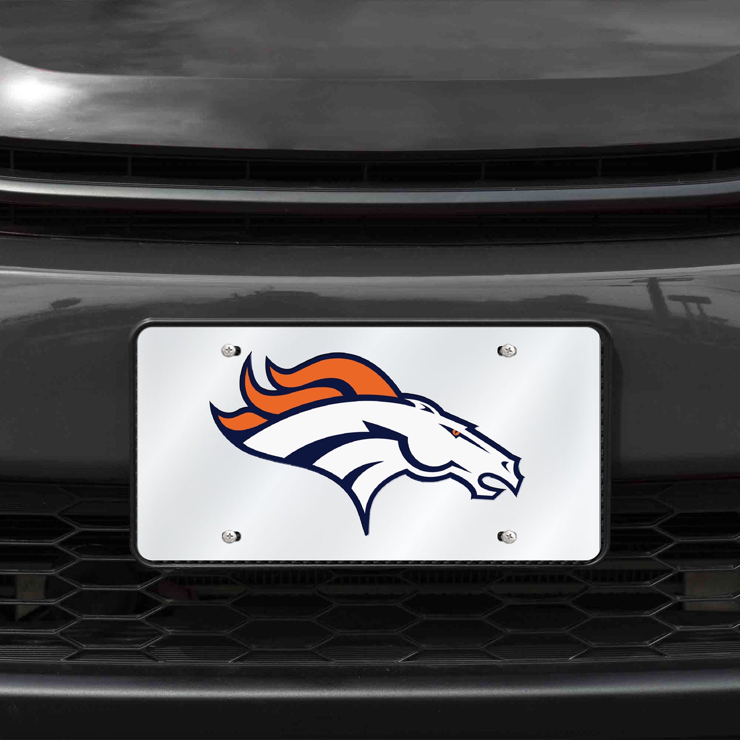 NFL Denver Broncos Laser Cut Silver License Plate Tag Fan Gear NFL Denver Broncos