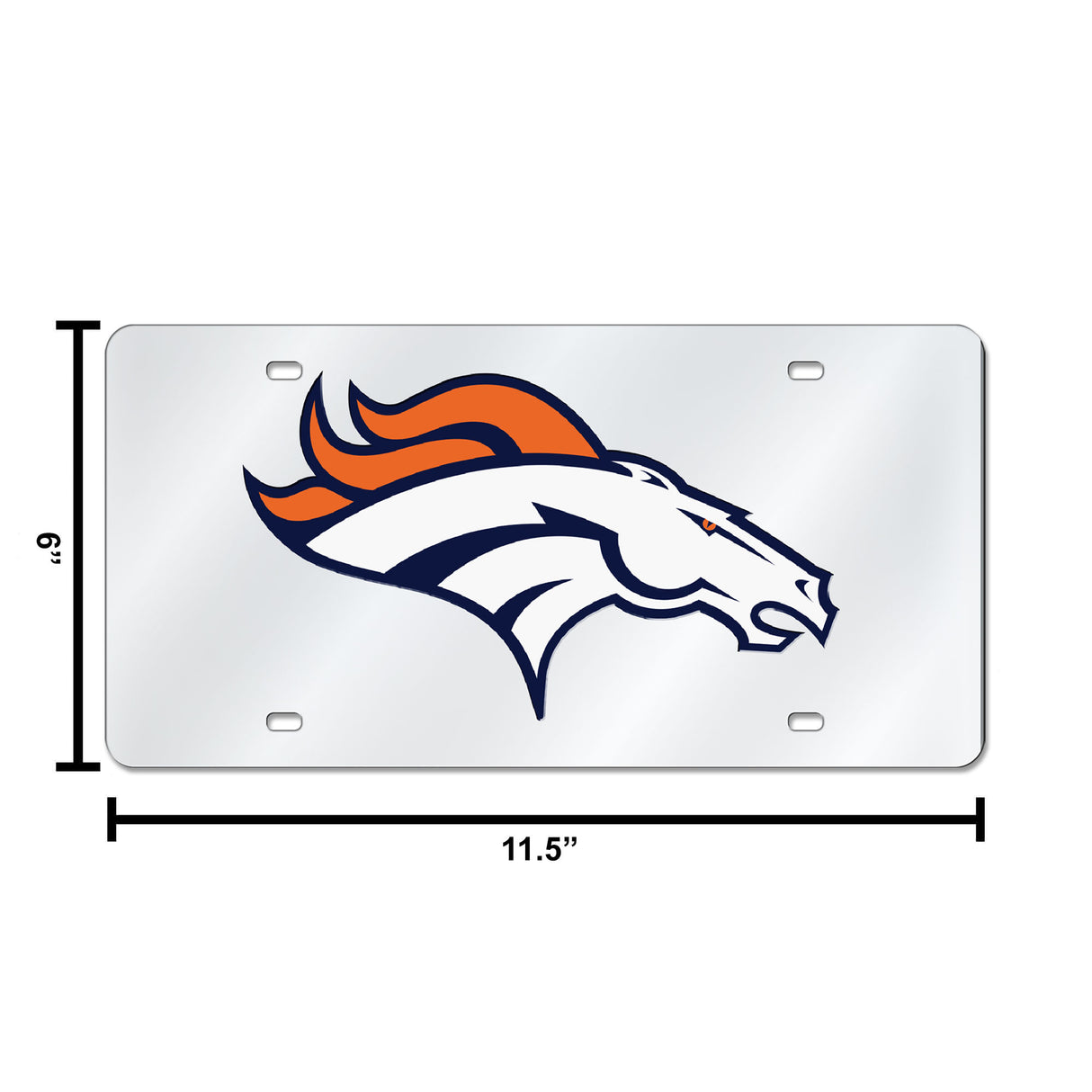 NFL Denver Broncos Laser Cut Silver License Plate Tag Fan Gear NFL Denver Broncos