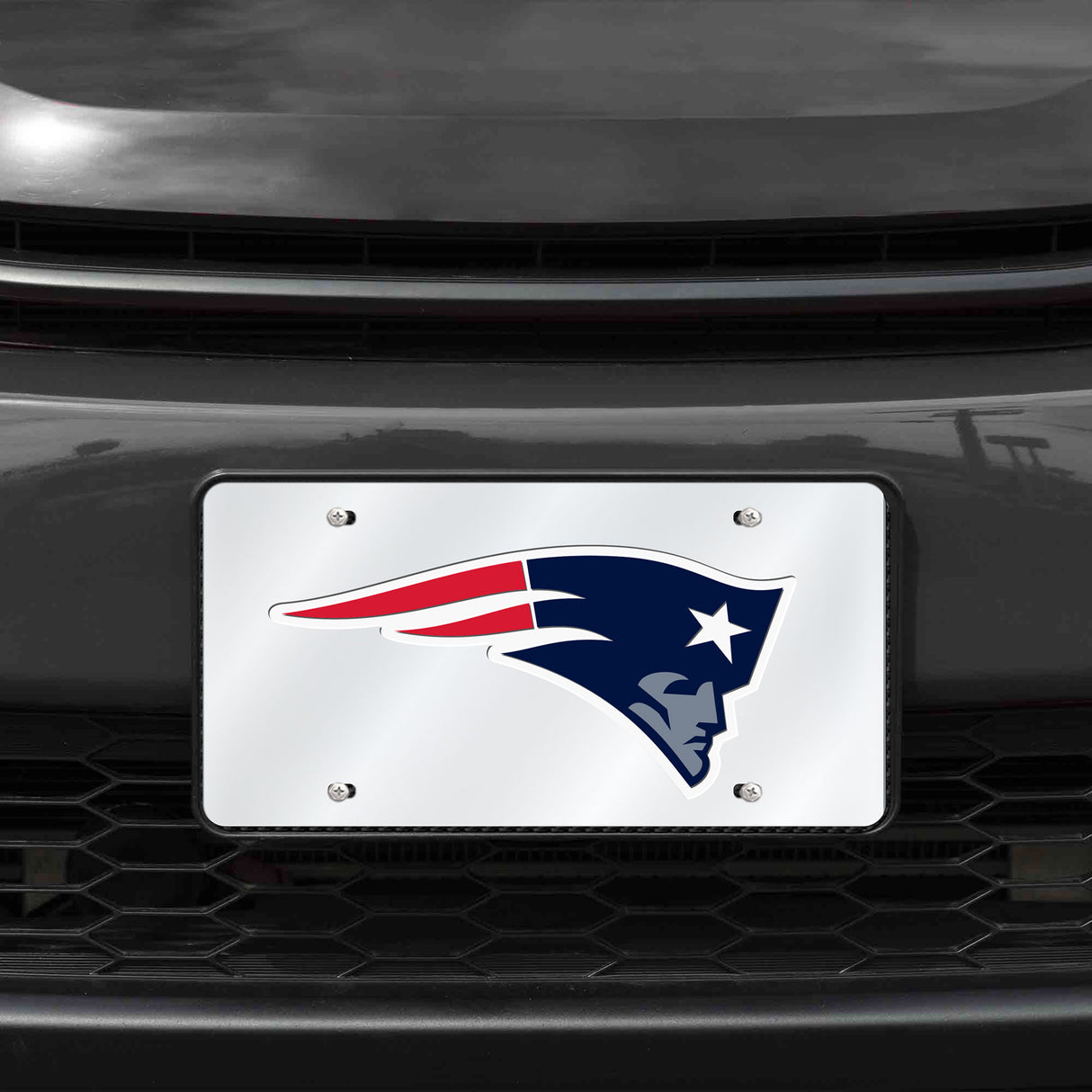 NFL New England Patriots Laser Cut Silver License Plate Tag Fan Gear NFL New England Patriots