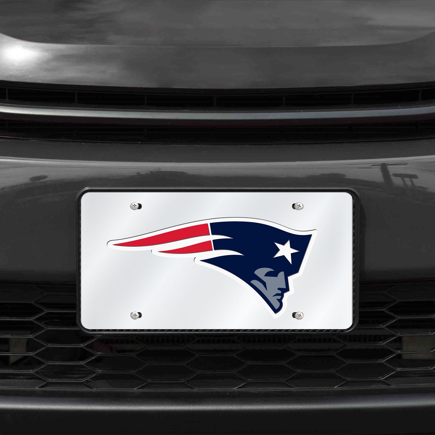 NFL New England Patriots Laser Cut Silver License Plate Tag Fan Gear NFL New England Patriots