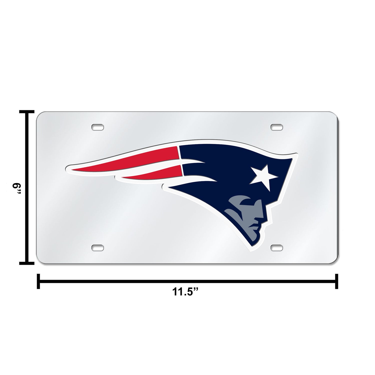 NFL New England Patriots Laser Cut Silver License Plate Tag Fan Gear NFL New England Patriots