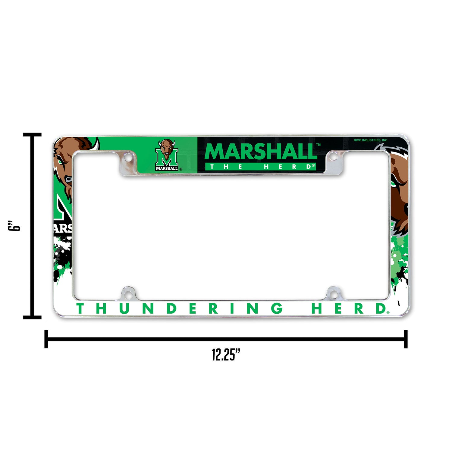 NCAA Marshall Thundering Herd All Over Chrome License Plate Frame Fan Gear NCAA Marshall Thundering Herd