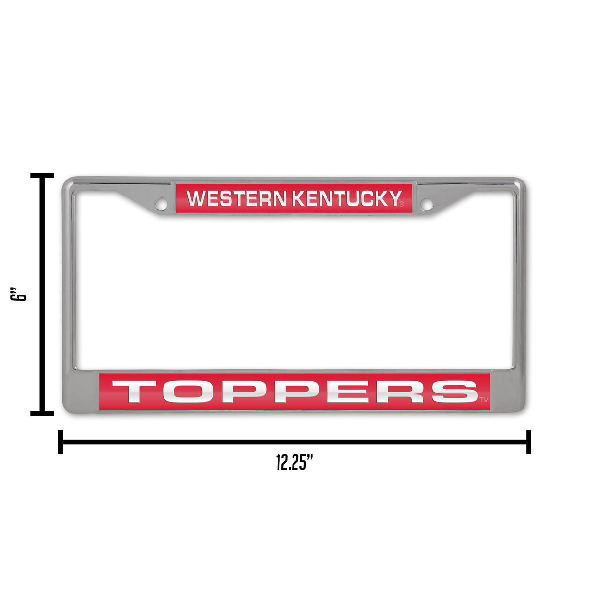 NCAA Western Kentucky Hilltoppers Laser Cut Chrome License Plate Frame Fan Gear NCAA Western Kentucky Hilltoppers