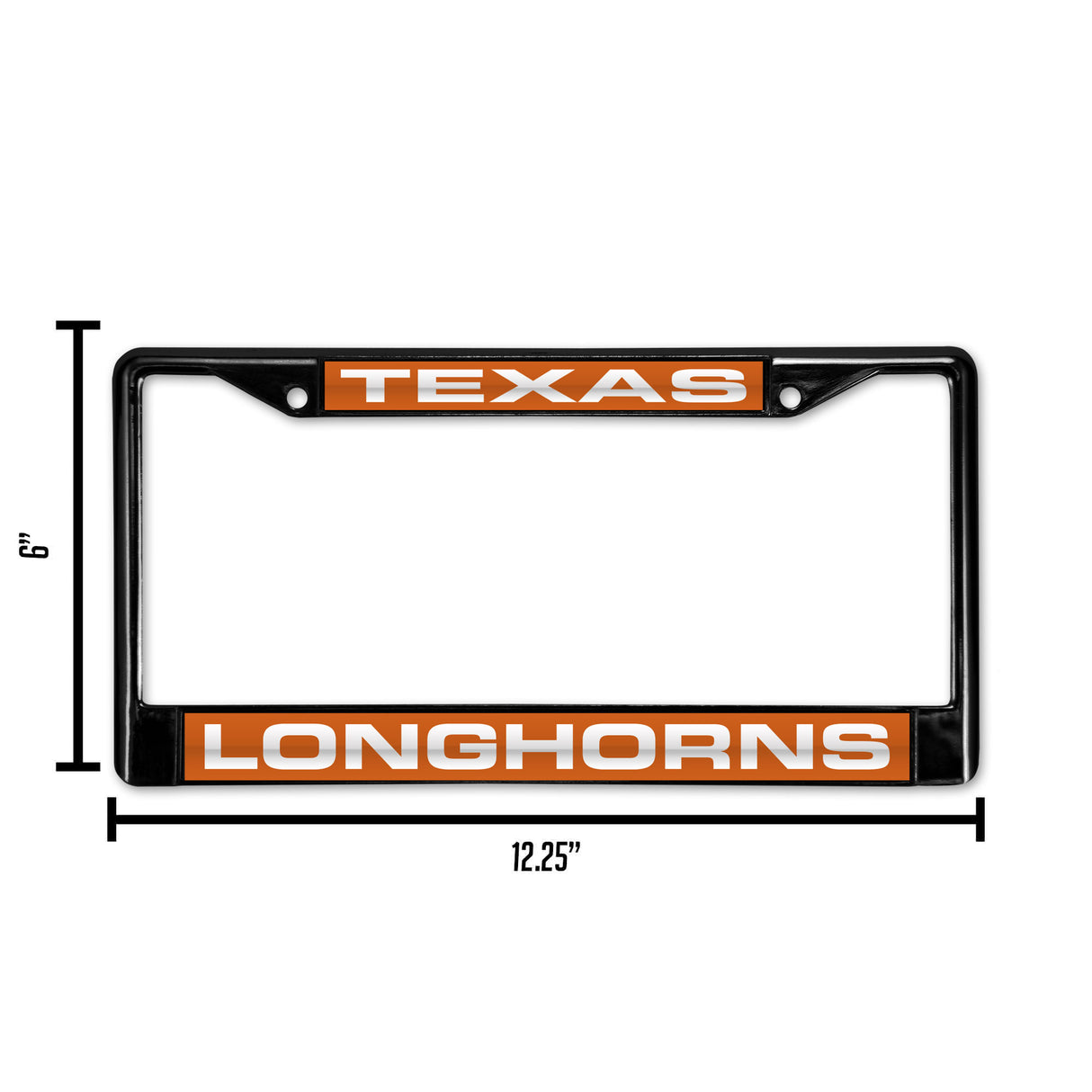 NCAA Texas Longhorns Laser Cut Black Chrome License Plate Frame Fan Gear NCAA Texas Longhorns
