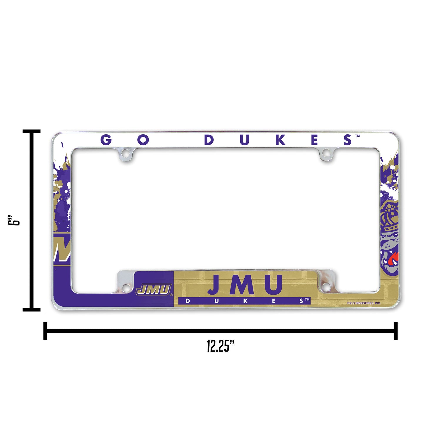 NCAA James Madison Dukes All Over Chrome License Plate Frame Fan Gear NCAA James Madison Dukes