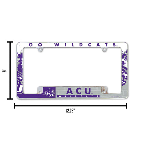 NCAA Abilene Christian Wildcats All Over Chrome License Plate Frame Fan Gear NCAA Abilene Christian Wildcats