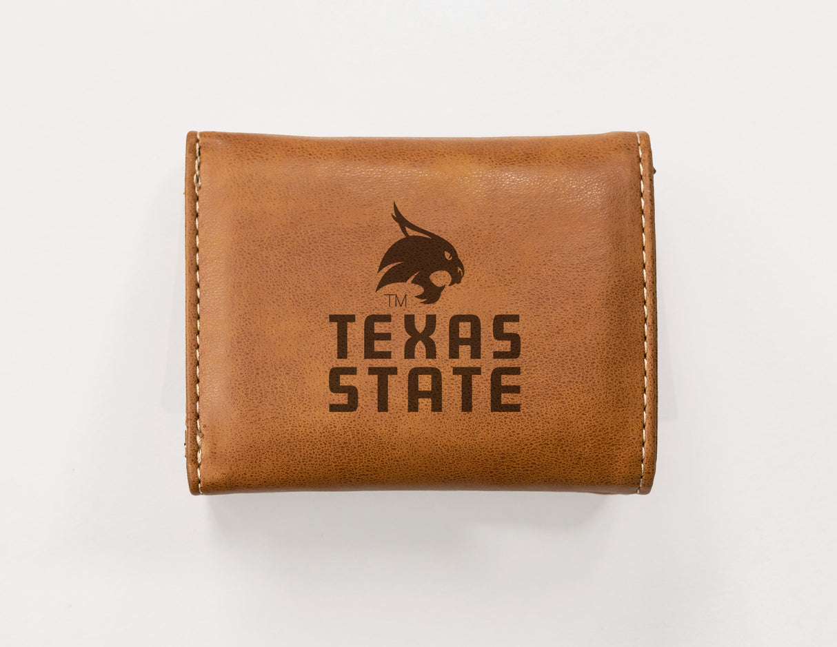NCAA Texas State Bobcats Laser Engraved Tri-Fold Wallet Fan Gear NCAA Texas State Bobcats