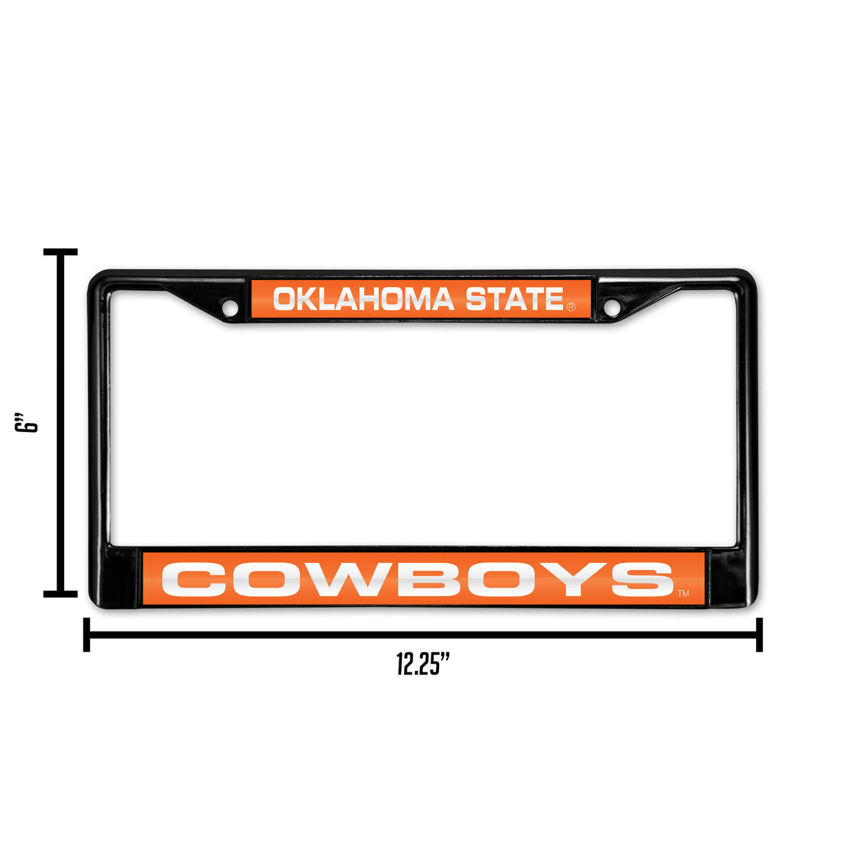 NCAA Oklahoma State Cowboys Laser Cut Black Chrome License Plate Frame Fan Gear NCAA Oklahoma State Cowboys