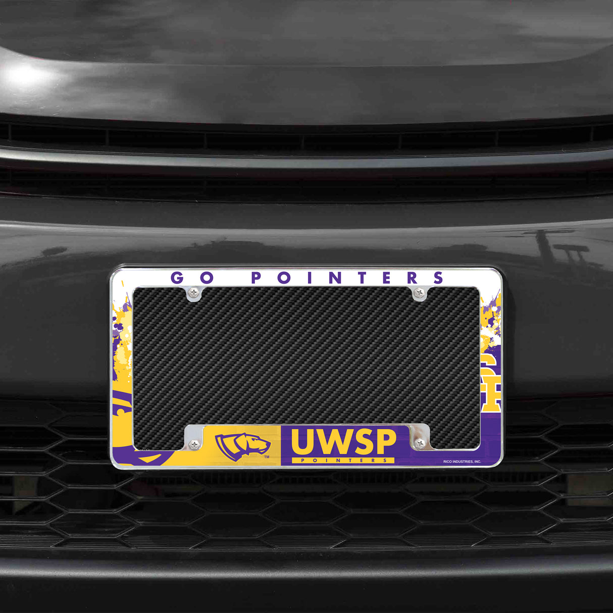 NCAA Wisconsin-Stevens Point Pointers All Over Chrome License Plate Frame Fan Gear NCAA Wisconsin-Stevens Point Pointers