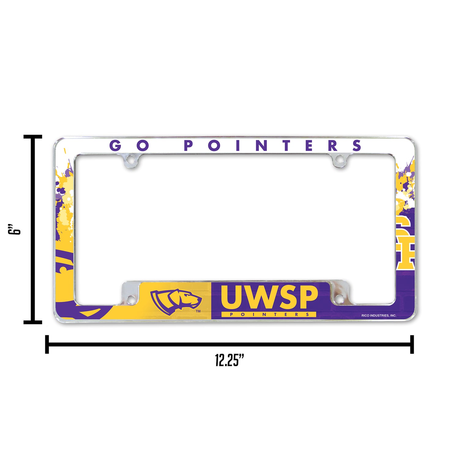 NCAA Wisconsin-Stevens Point Pointers All Over Chrome License Plate Frame Fan Gear NCAA Wisconsin-Stevens Point Pointers