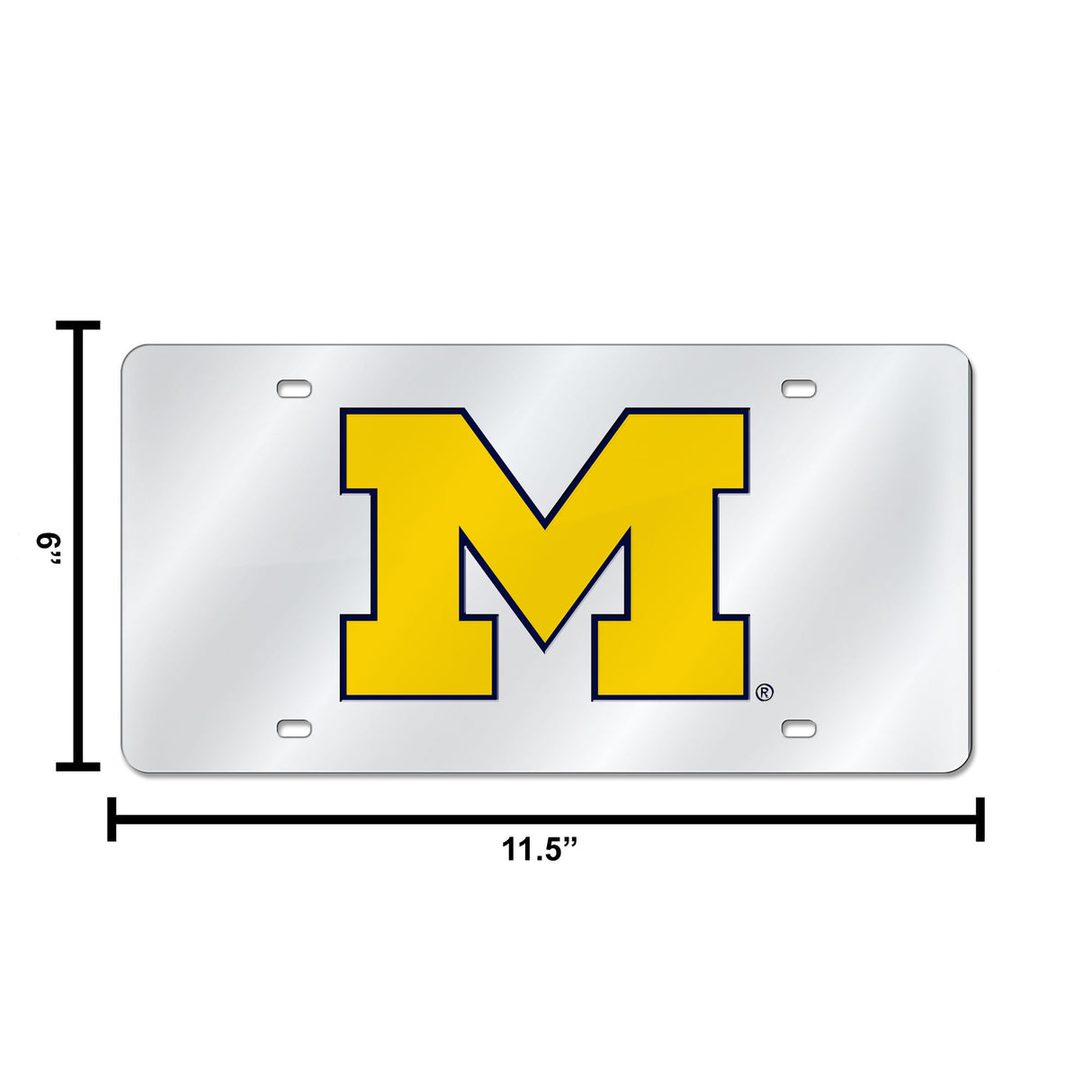 NCAA Michigan Wolverines Silver Laser Cut Automobile Tag Fan Gear NCAA Michigan Wolverines