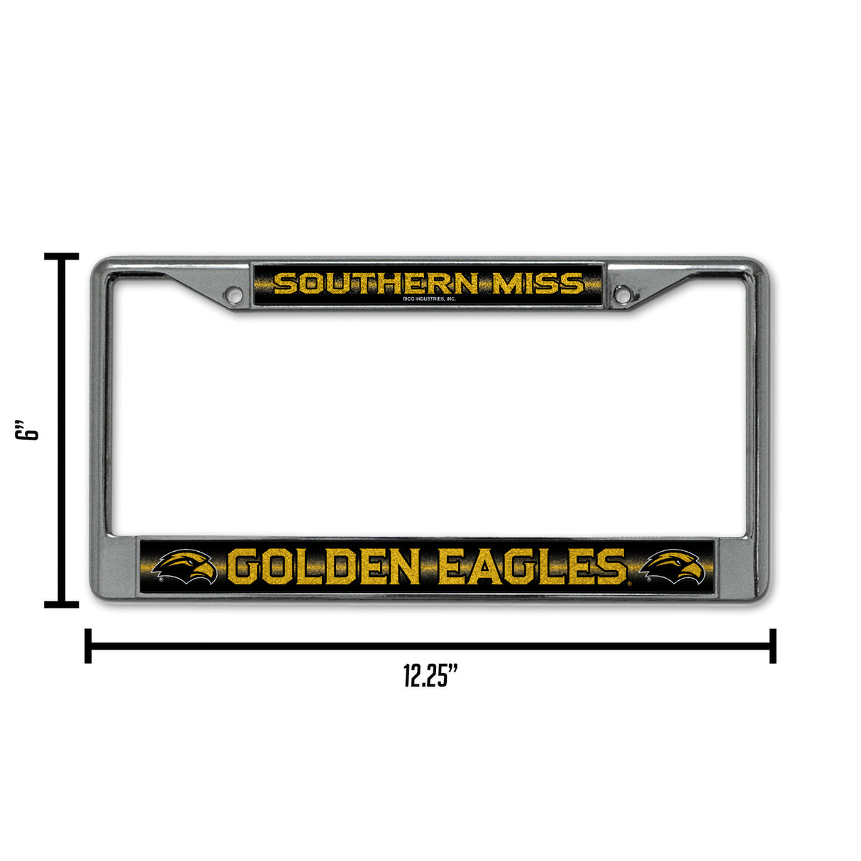 NCAA Southern Mississippi Golden Eagles Chrome Glitter License Plate Frame Fan Gear NCAA Southern Mississippi Golden Eagles