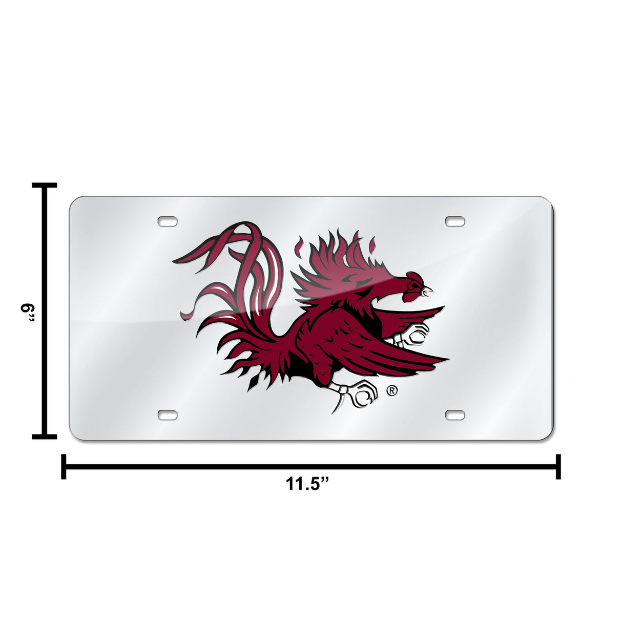 NCAA South Carolina Gamecocks Silver Laser Cut Automobile Tag Fan Gear NCAA South Carolina Gamecocks