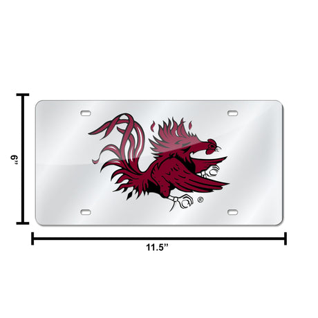 NCAA South Carolina Gamecocks Silver Laser Cut Automobile Tag Fan Gear NCAA South Carolina Gamecocks
