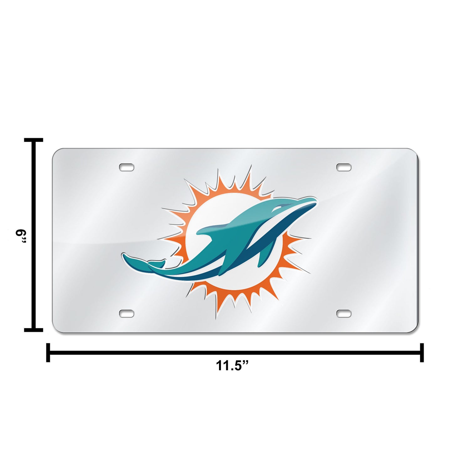 NFL Miami Dolphins Laser Cut Silver License Plate Tag Fan Gear NFL Miami Dolphins