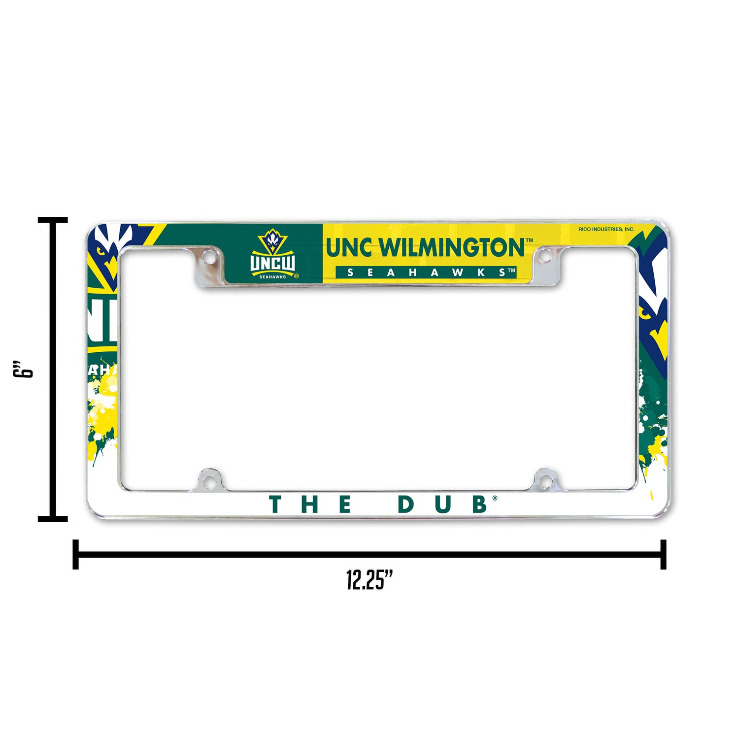 NCAA North Carolina-Wilmington Seahawks All Over Chrome License Plate Frame Fan Gear NCAA North Carolina-Wilmington Seahawks