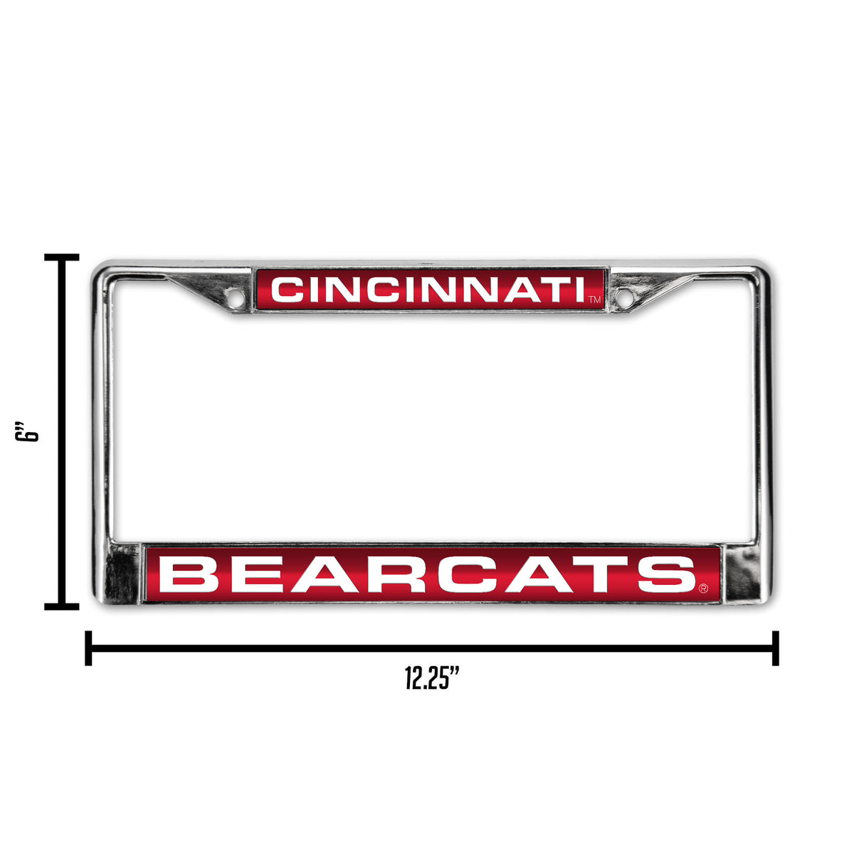 NCAA Cincinnati Bearcats Laser Cut Chrome License Plate Frame Fan Gear NCAA Cincinnati Bearcats