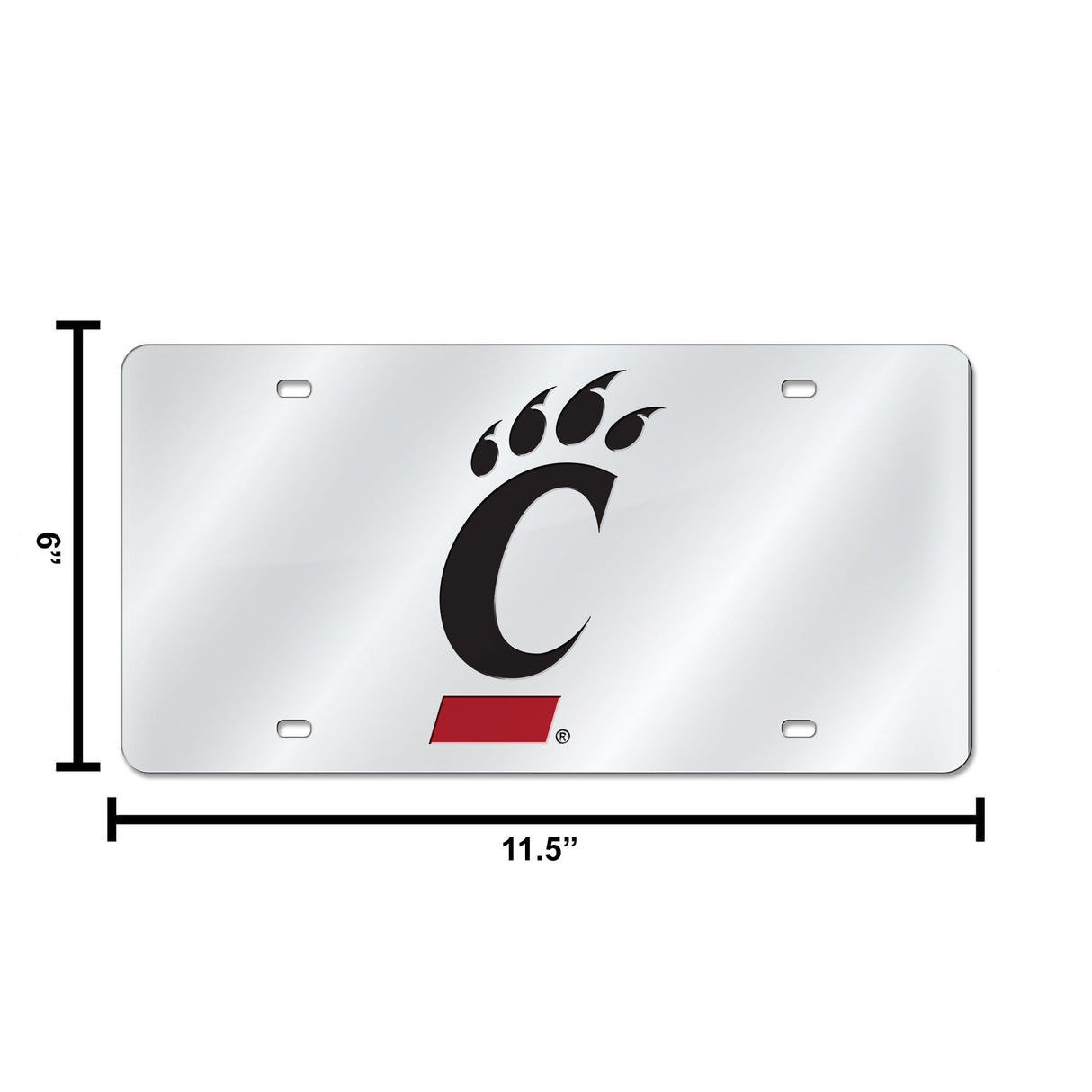NCAA Cincinnati Bearcats Silver Laser Cut Automobile Tag Fan Gear NCAA Cincinnati Bearcats