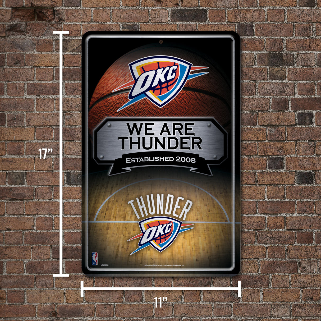 NBA Oklahoma City Thunder Large Metal Sign Fan Gear NBA Oklahoma City Thunder