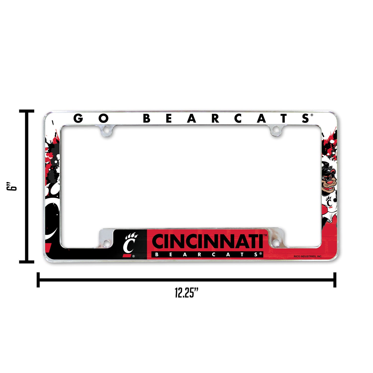 NCAA Cincinnati Bearcats All Over Chrome License Plate Frame Fan Gear NCAA Cincinnati Bearcats