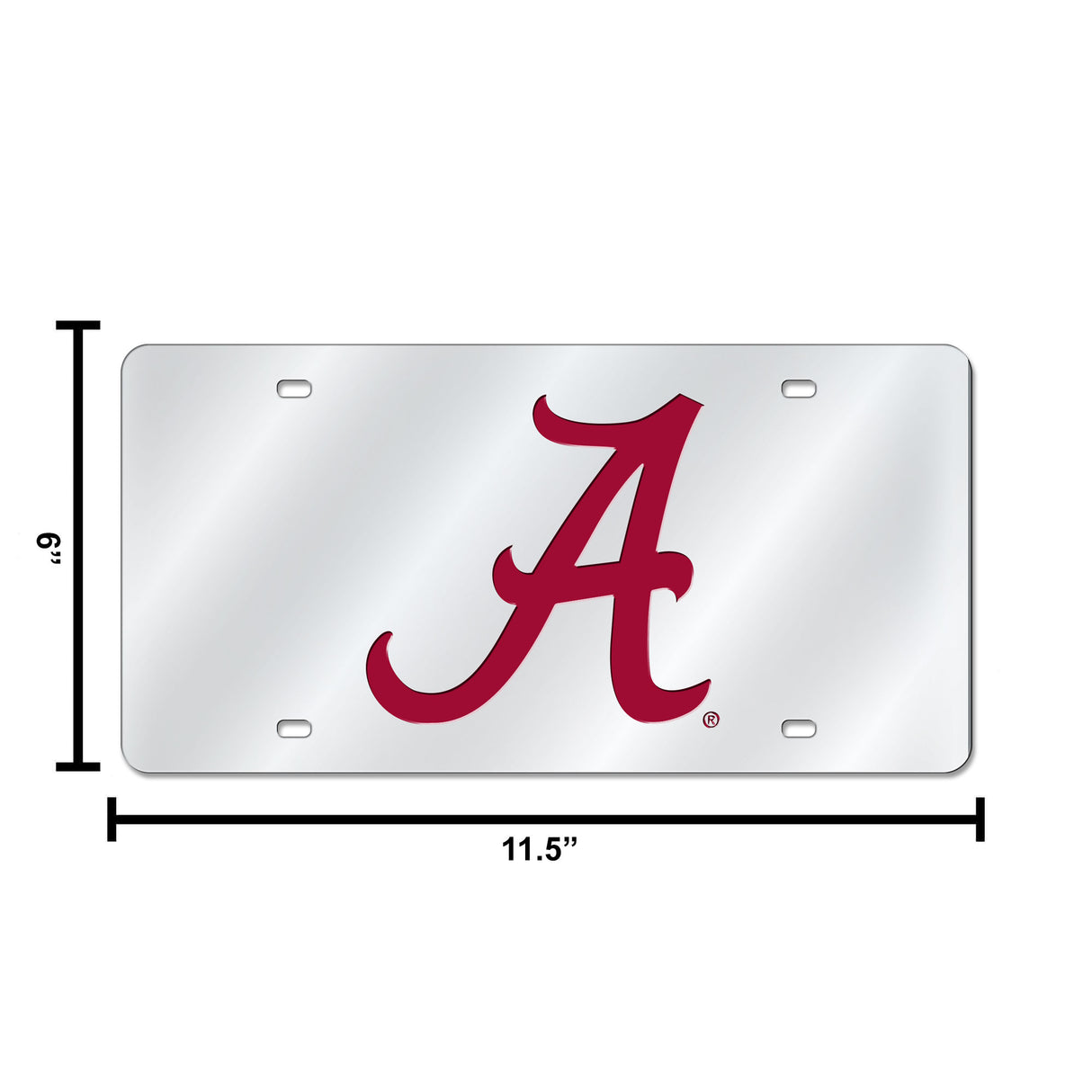 NCAA Alabama Crimson Tide Silver Laser Cut Automobile Tag Fan Gear NCAA Alabama Crimson Tide