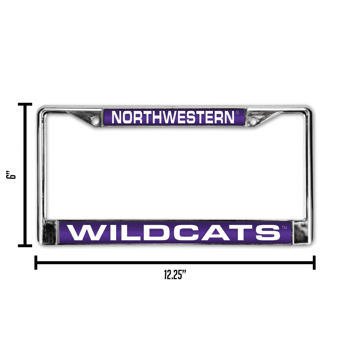 NCAA Northwestern Wildcats Laser Cut Chrome License Plate Frame Fan Gear NCAA Northwestern Wildcats