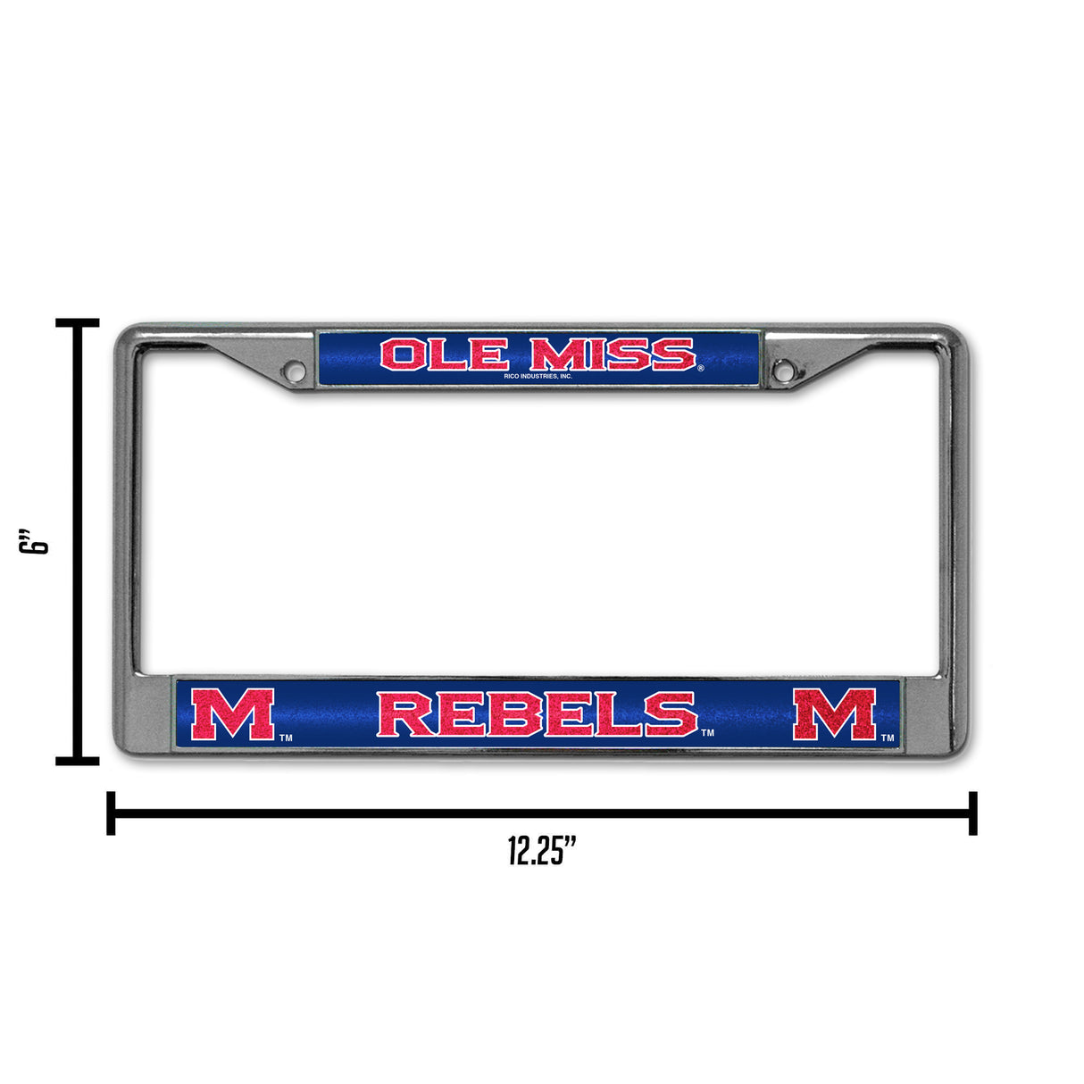 NCAA Mississippi Rebels - Ole Miss Chrome Glitter License Plate Frame Fan Gear NCAA Mississippi Rebels