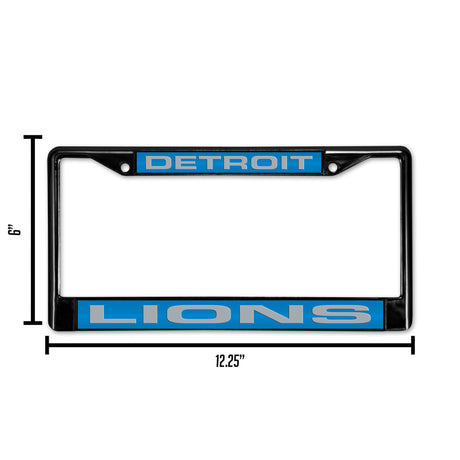 NFL Detroit Lions Laser Cut Black Chrome License Plate Frame Fan Gear NFL Detroit Lions