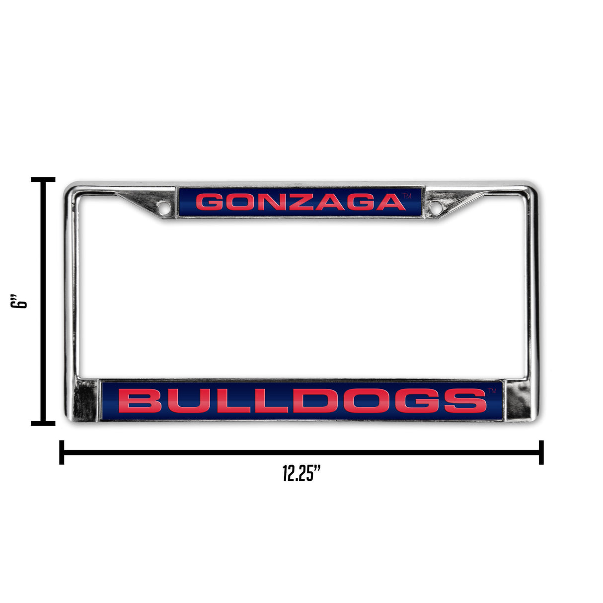 NCAA Gonzaga Bulldogs - Zags Laser Cut Chrome License Plate Frame Fan Gear NCAA Gonzaga Bulldogs