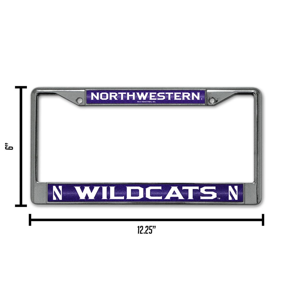NCAA Northwestern Wildcats Chrome Glitter License Plate Frame Fan Gear NCAA Northwestern Wildcats