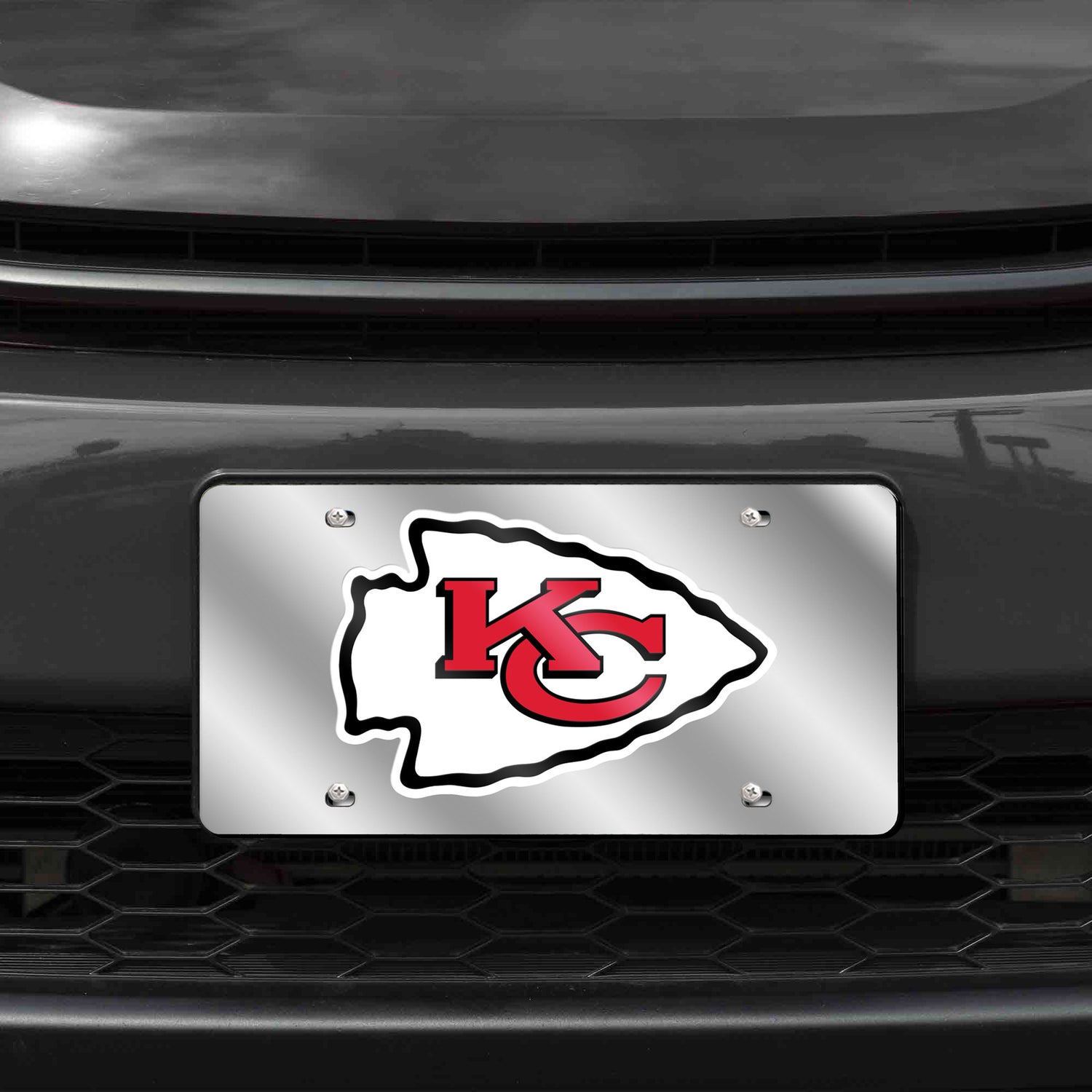 NFL Kansas City Chiefs Laser Cut Silver License Plate Tag Fan Gear NFL Kansas City Chiefs