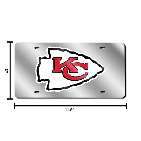 NFL Kansas City Chiefs Laser Cut Silver License Plate Tag Fan Gear NFL Kansas City Chiefs