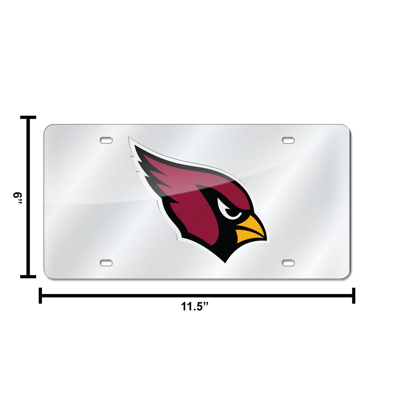 NFL Arizona Cardinals Laser Cut Silver License Plate Tag Fan Gear NFL Arizona Cardinals