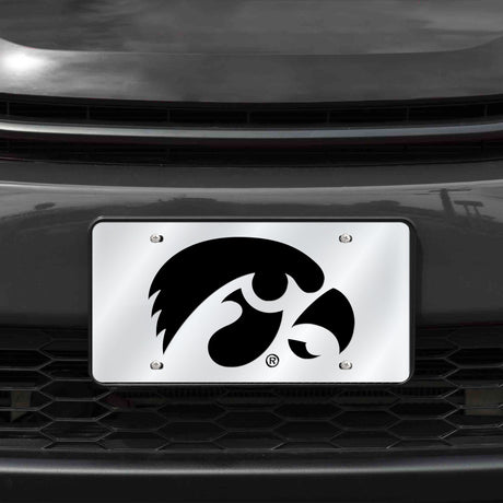NCAA Iowa Hawkeyes Silver Laser Cut Automobile Tag Fan Gear NCAA Iowa Hawkeyes
