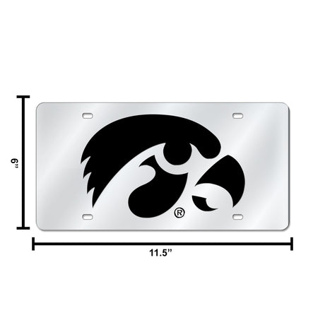 NCAA Iowa Hawkeyes Silver Laser Cut Automobile Tag Fan Gear NCAA Iowa Hawkeyes