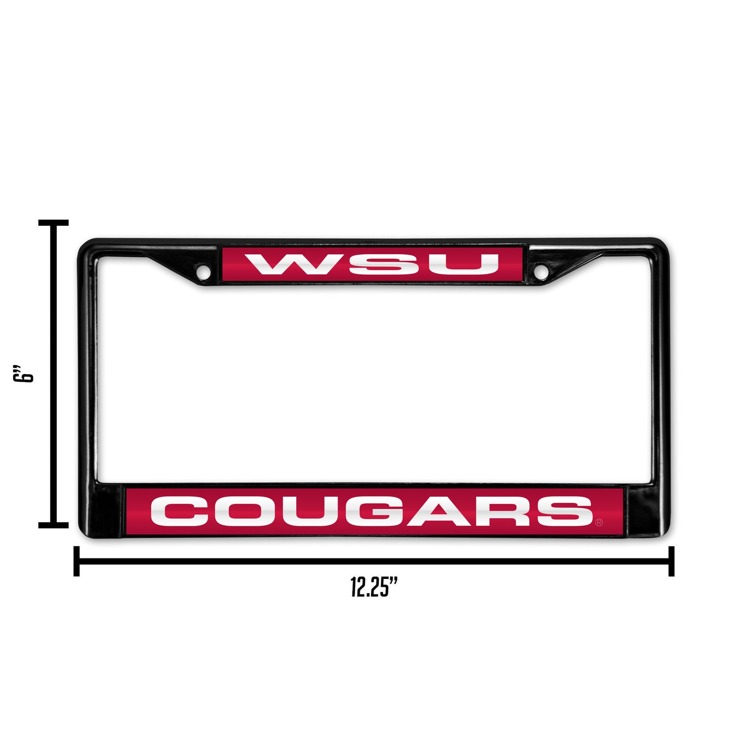 NCAA Washington State Cougars - WSU Laser Cut Black Chrome License Plate Frame Fan Gear NCAA Washington State Cougars