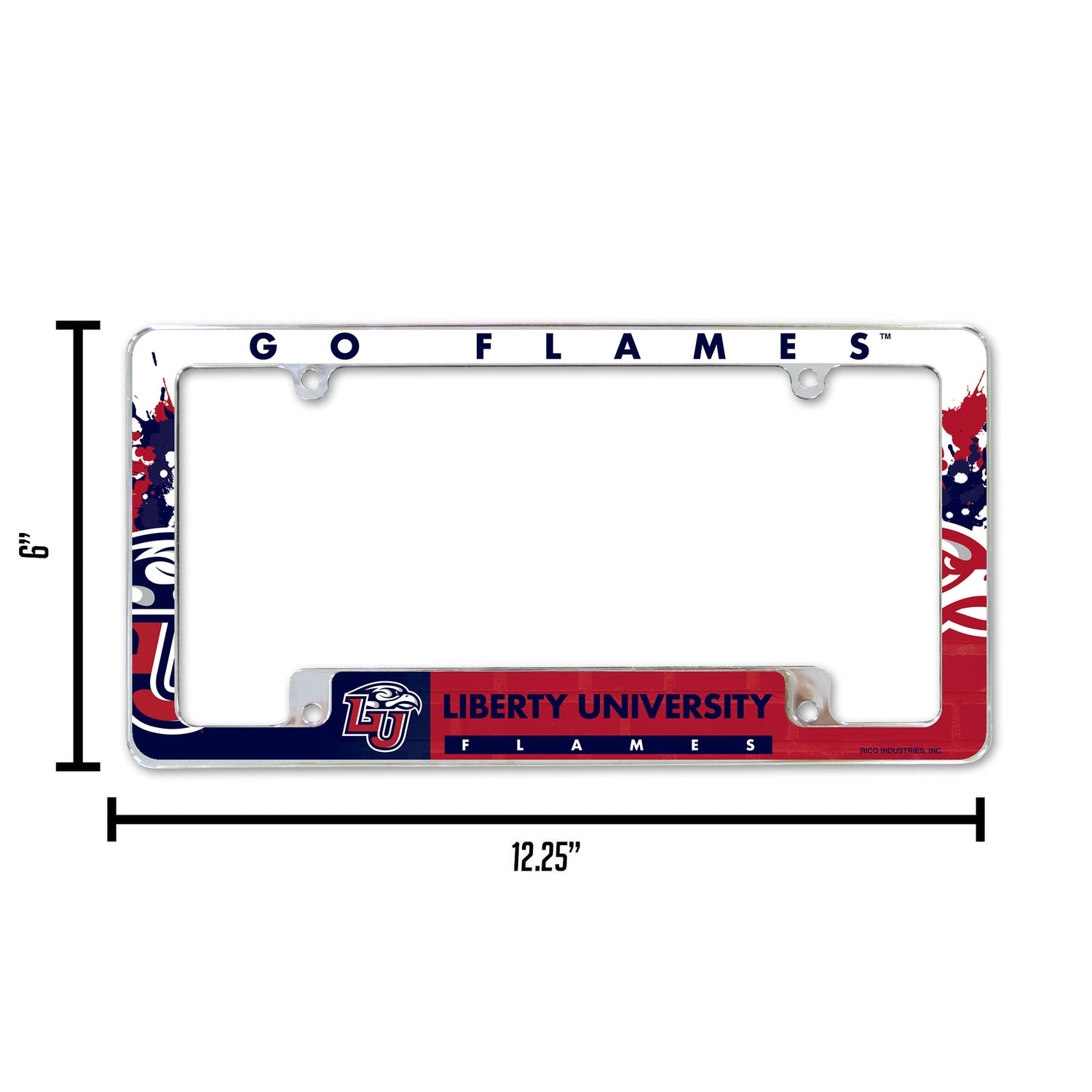 NCAA Liberty Flames All Over Chrome License Plate Frame Fan Gear NCAA Liberty Flames