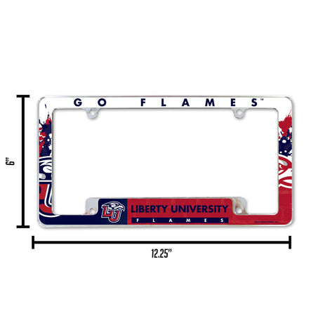 NCAA Liberty Flames All Over Chrome License Plate Frame Fan Gear NCAA Liberty Flames