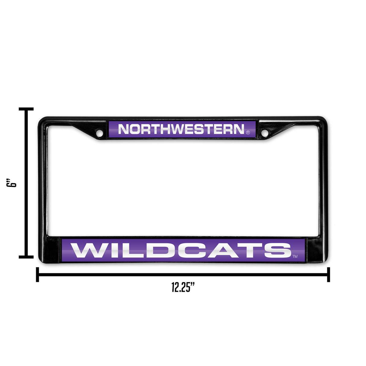 NCAA Northwestern Wildcats Laser Cut Black Chrome License Plate Frame Fan Gear NCAA Northwestern Wildcats