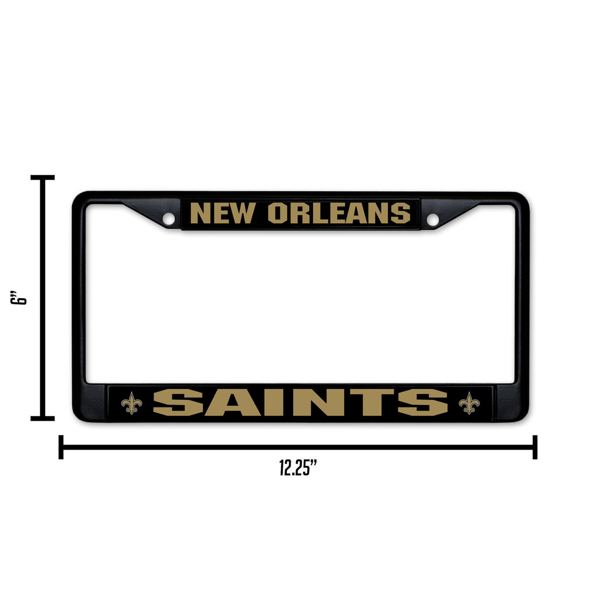NFL New Orleans Saints Black Chrome License Plate Frame Fan Gear NFL New Orleans Saints