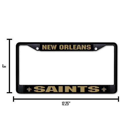 NFL New Orleans Saints Black Chrome License Plate Frame Fan Gear NFL New Orleans Saints