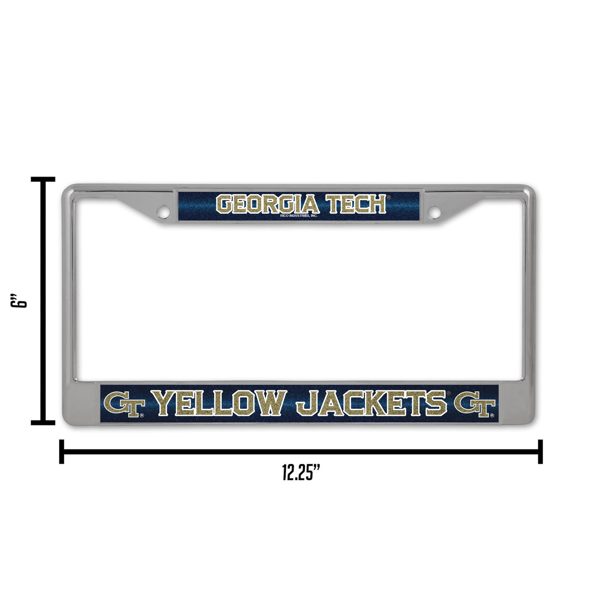 NCAA Georgia Tech Yellow Jackets - GT Chrome Glitter License Plate Frame Fan Gear NCAA Georgia Tech Yellow Jackets