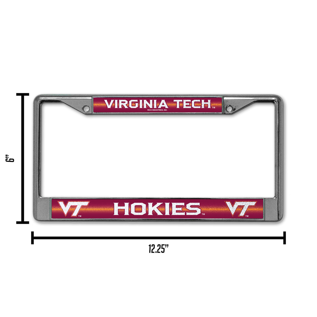 NCAA Virginia Tech Hokies Chrome Glitter License Plate Frame Fan Gear NCAA Virginia Tech Hokies