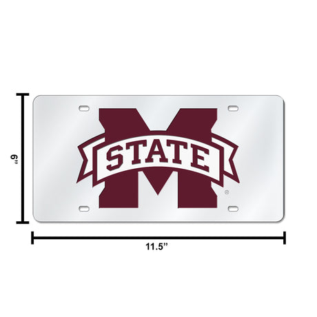 NCAA Mississippi State Bulldogs Silver Laser Cut Automobile Tag Fan Gear NCAA Mississippi State Bulldogs