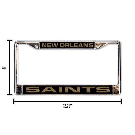 NFL New Orleans Saints Laser Cut Chrome License Plate Frame Fan Gear NFL New Orleans Saints