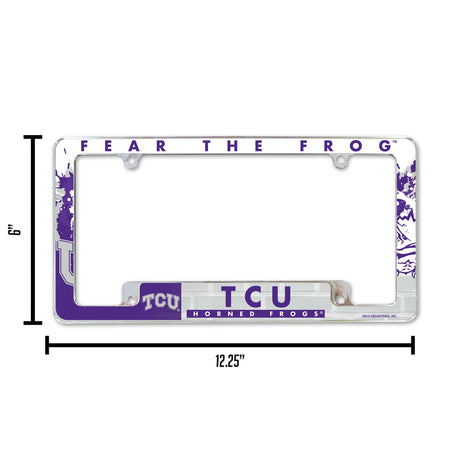 NCAA TCU Horned Frogs All Over Chrome License Plate Frame Fan Gear NCAA TCU Horned Frogs