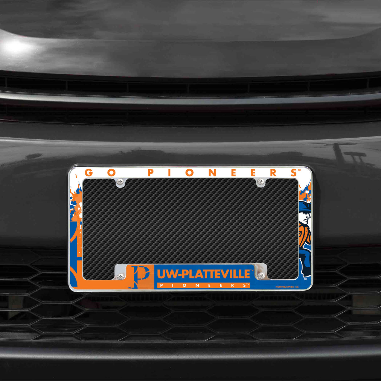 NCAA Wisconsin-Platteville Pioneers All Over Chrome License Plate Frame Fan Gear NCAA Wisconsin-Platteville Pioneers
